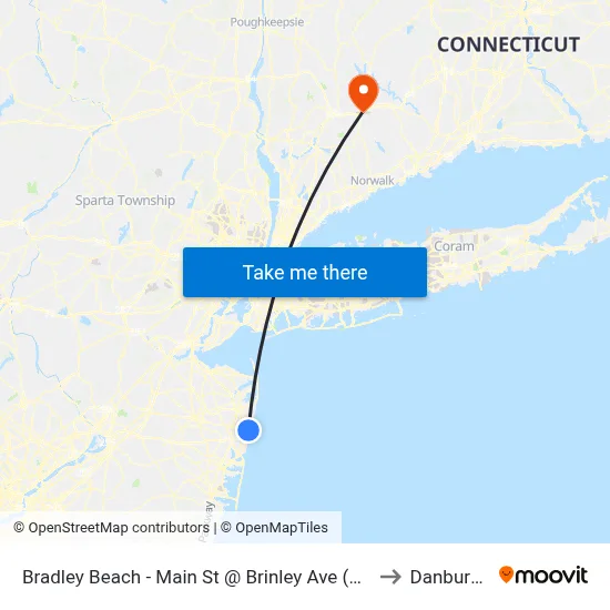 Bradley Beach - Main St @ Brinley Ave (Southbound) to Danbury, CT map