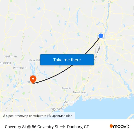 Coventry St @ 56 Coventry St to Danbury, CT map