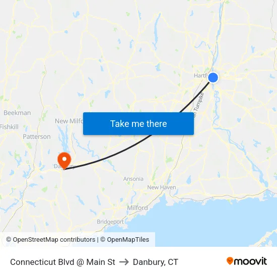 Connecticut Blvd @ Main St to Danbury, CT map