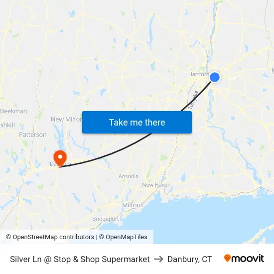 Silver Ln @ Stop & Shop Supermarket to Danbury, CT map