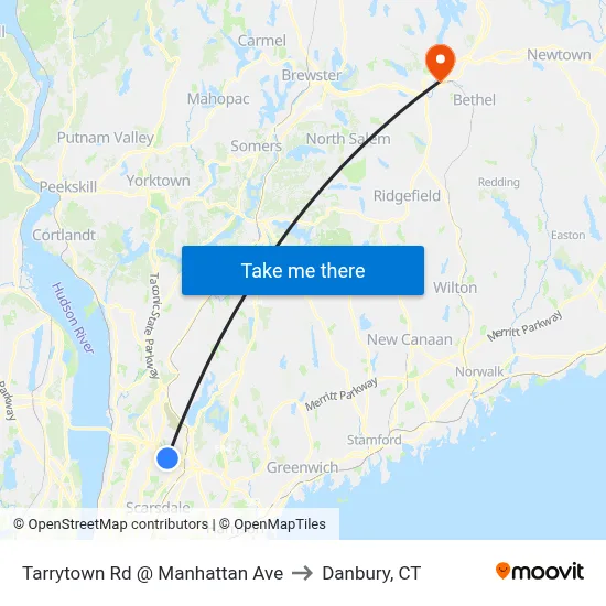 Tarrytown Rd @ Manhattan Ave to Danbury, CT map