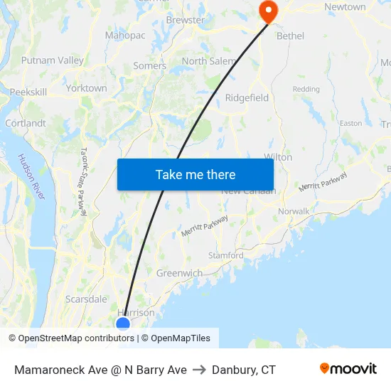 Mamaroneck Ave @ N Barry Ave to Danbury, CT map