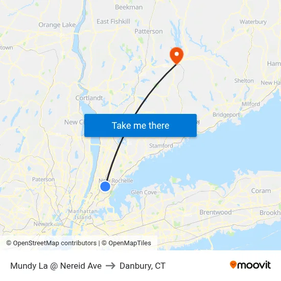 Mundy La @ Nereid Ave to Danbury, CT map