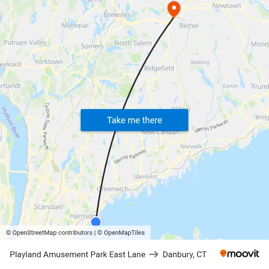 Playland Amusement Park East Lane to Danbury, CT map