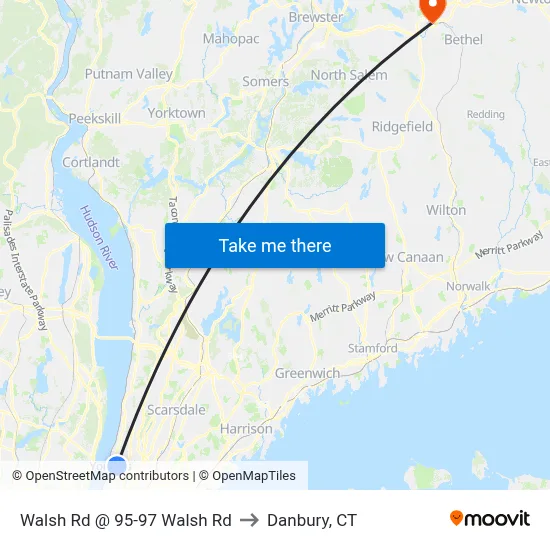 Walsh Rd @ 95-97 Walsh Rd to Danbury, CT map