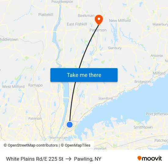 White Plains Rd/E 225 St to Pawling, NY map