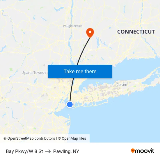 Bay Pkwy/W 8 St to Pawling, NY map