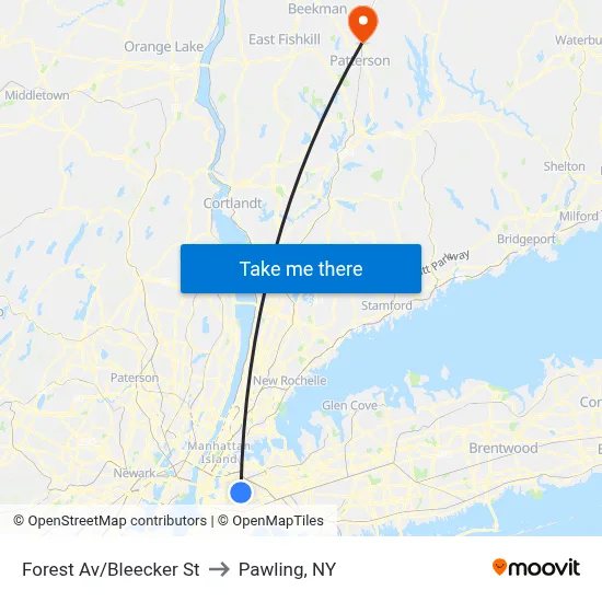 Forest Av/Bleecker St to Pawling, NY map