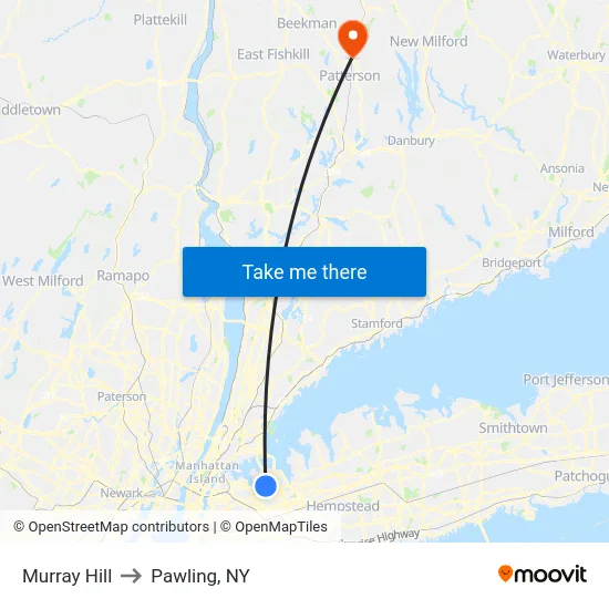 Murray Hill to Pawling, NY map