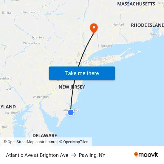 Atlantic Ave at Brighton Ave to Pawling, NY map