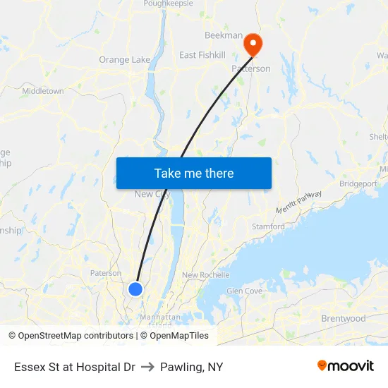 Essex St at Hospital Dr to Pawling, NY map