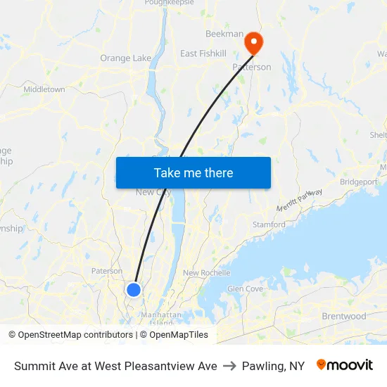 Summit Ave at West Pleasantview Ave to Pawling, NY map