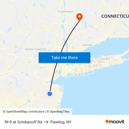Rt-9 at Schibanoff Rd to Pawling, NY map
