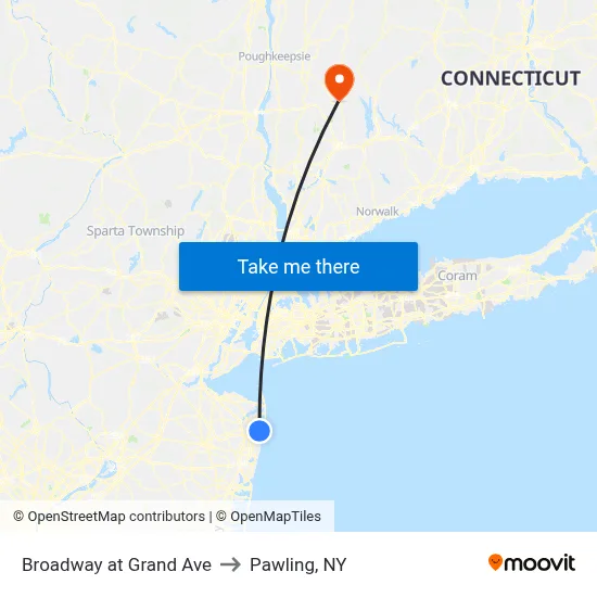 Broadway at Grand Ave to Pawling, NY map
