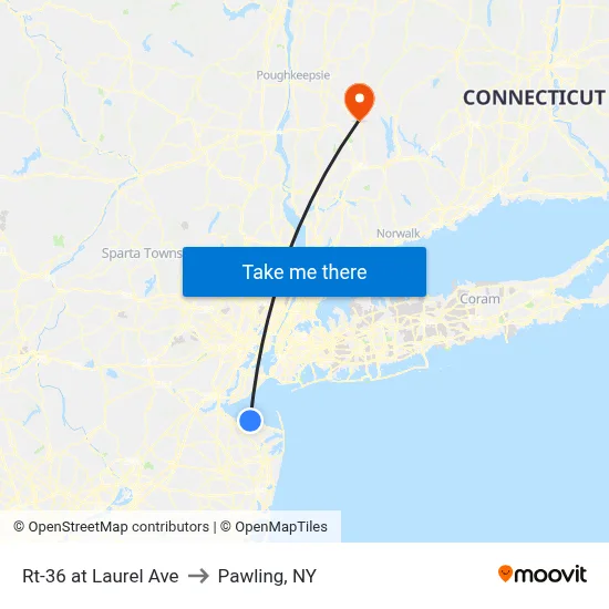 Rt-36 at Laurel Ave to Pawling, NY map
