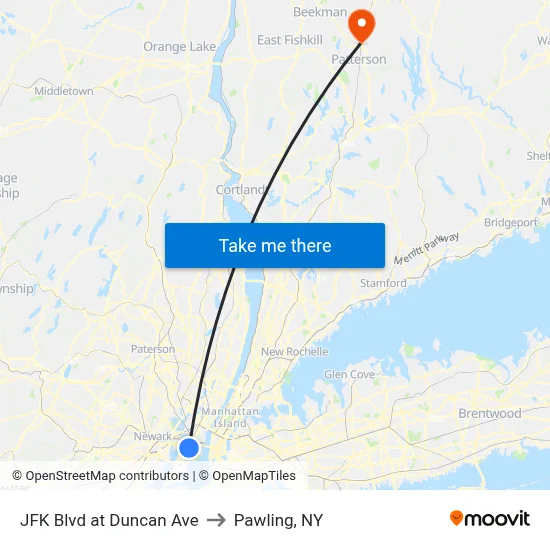 JFK Blvd at Duncan Ave to Pawling, NY map