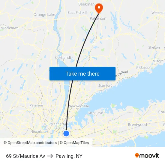 69 St/Maurice Av to Pawling, NY map