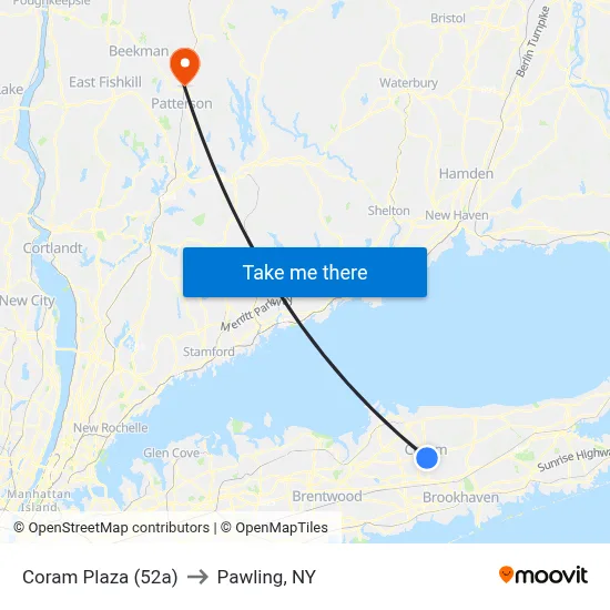 Coram Plaza (52a) to Pawling, NY map