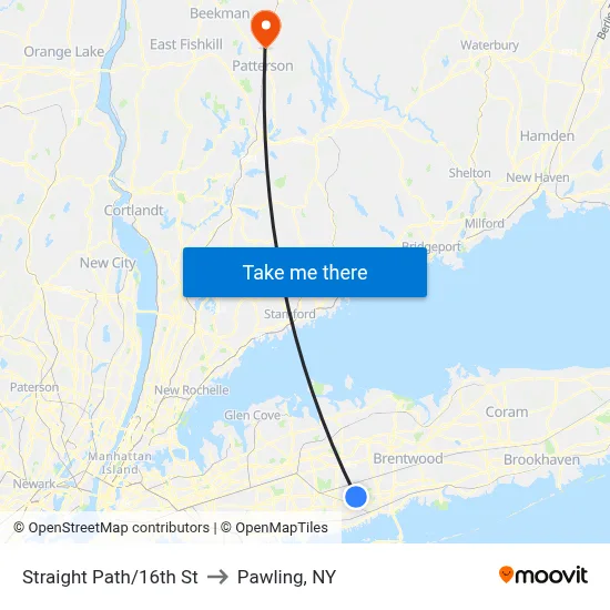 Straight Path/16th St to Pawling, NY map