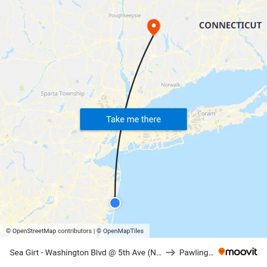 Sea Girt - Washington Blvd @ 5th Ave (Northbound) to Pawling, NY map