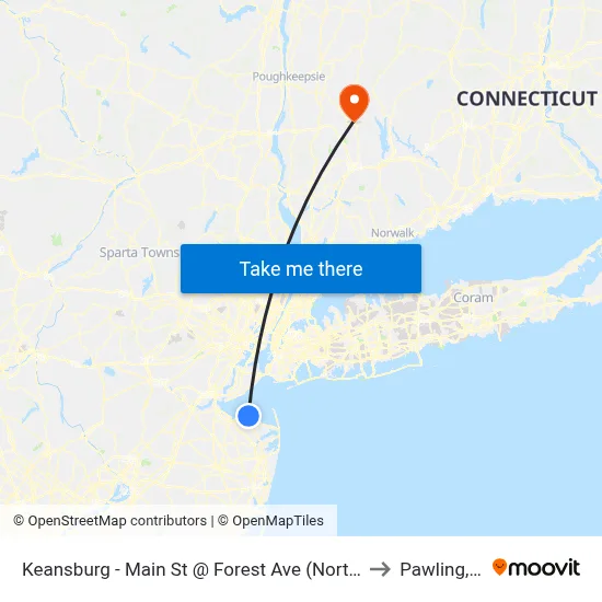 Keansburg -  Main St @ Forest Ave (Northbound) to Pawling, NY map