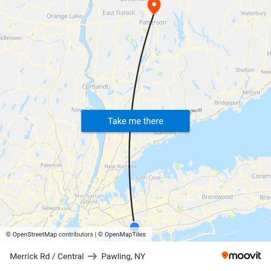 Merrick Rd / Central to Pawling, NY map