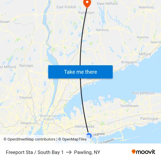Freeport Sta / South Bay 1 to Pawling, NY map