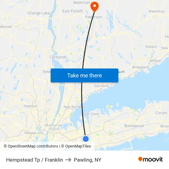 Hempstead Tp / Franklin to Pawling, NY map