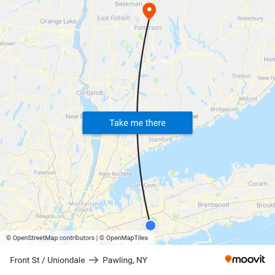 Front St / Uniondale to Pawling, NY map