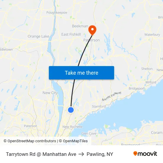 Tarrytown Rd @ Manhattan Ave to Pawling, NY map