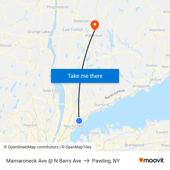 Mamaroneck Ave @ N Barry Ave to Pawling, NY map