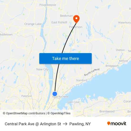 Central Park Ave @ Arlington St to Pawling, NY map