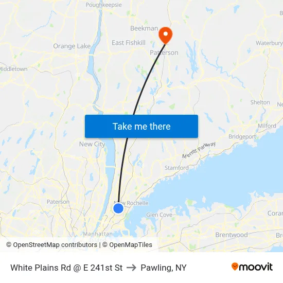 White Plains Rd @ E 241st St to Pawling, NY map