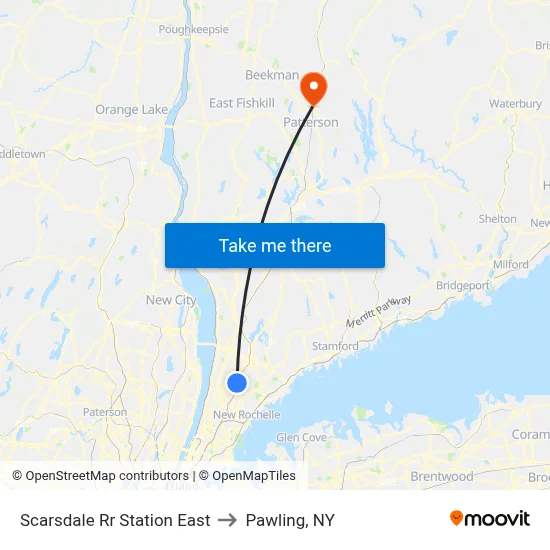 Scarsdale Rr Station East to Pawling, NY map