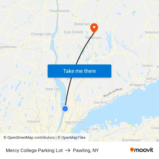 Mercy College Parking Lot to Pawling, NY map