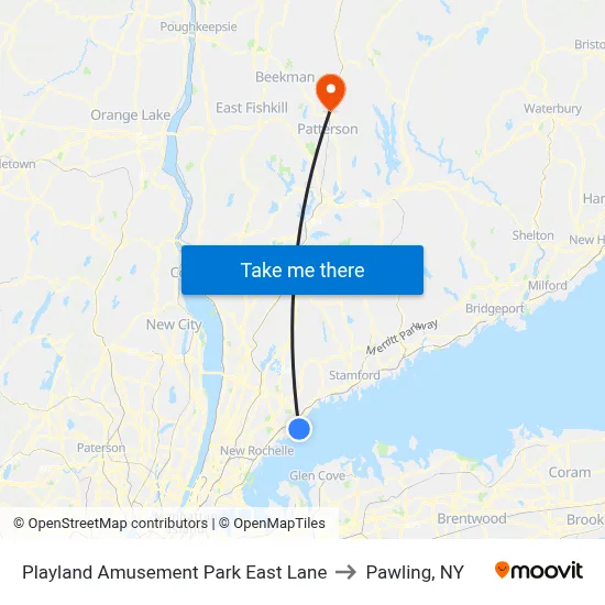 Playland Amusement Park East Lane to Pawling, NY map
