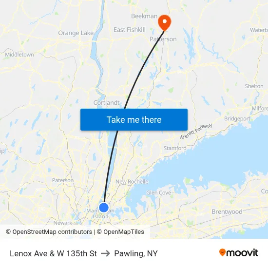 Lenox Ave & W 135th St to Pawling, NY map