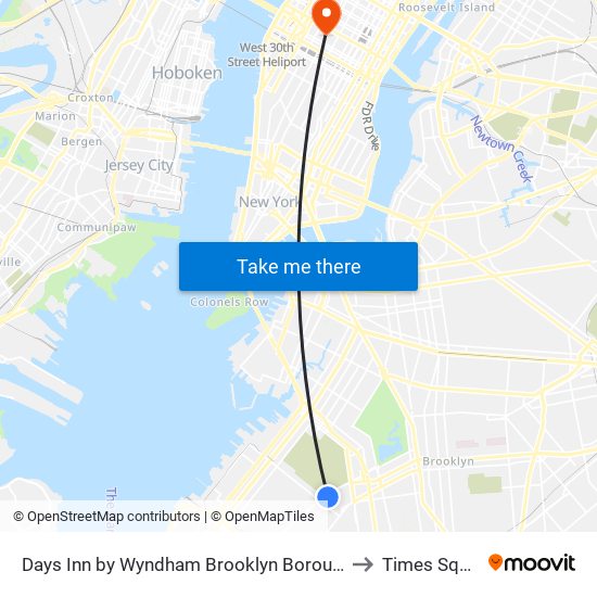 Days Inn by Wyndham Brooklyn Borough Park, 1118 36th St to Times Square map