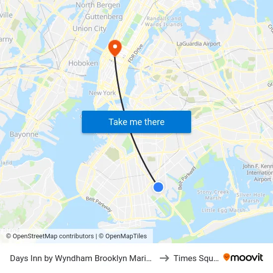 Days Inn by Wyndham Brooklyn Marine Park to Times Square map