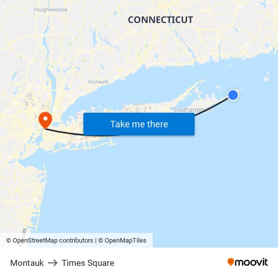 Montauk to Times Square map