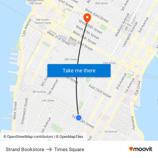 Strand Bookstore to Times Square map