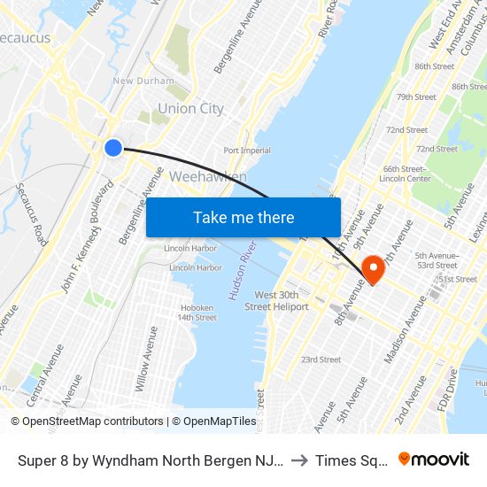 Super 8 by Wyndham North Bergen NJ NYC Area to Times Square map