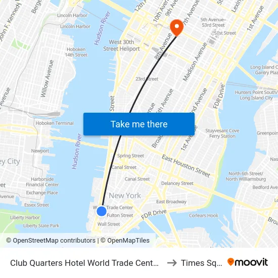 Club Quarters Hotel World Trade Center New York to Times Square map