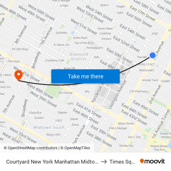 Courtyard New York Manhattan Midtown East to Times Square map