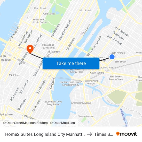 Home2 Suites Long Island City Manhattan View Queens to Times Square map