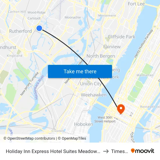 Holiday Inn Express Hotel Suites Meadowlands Area an IHG Hotel Carlstadt to Times Square map