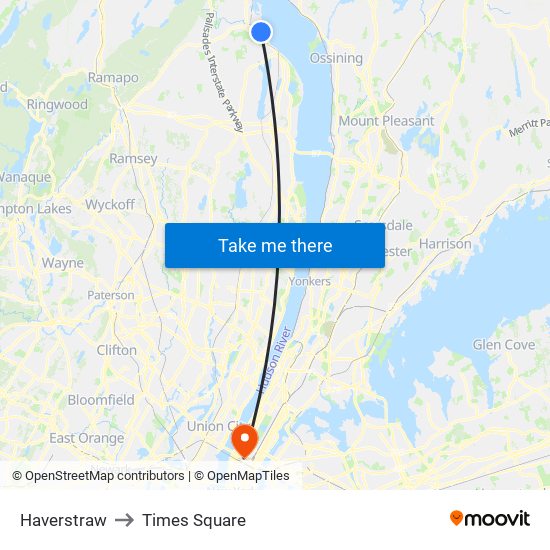 Haverstraw to Times Square map