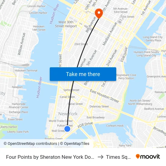 Four Points by Sheraton New York Downtown to Times Square map