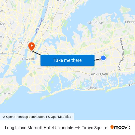 Long Island Marriott Hotel Uniondale to Times Square map