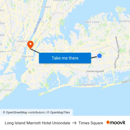 Long Island Marriott Hotel Uniondale to Times Square map
